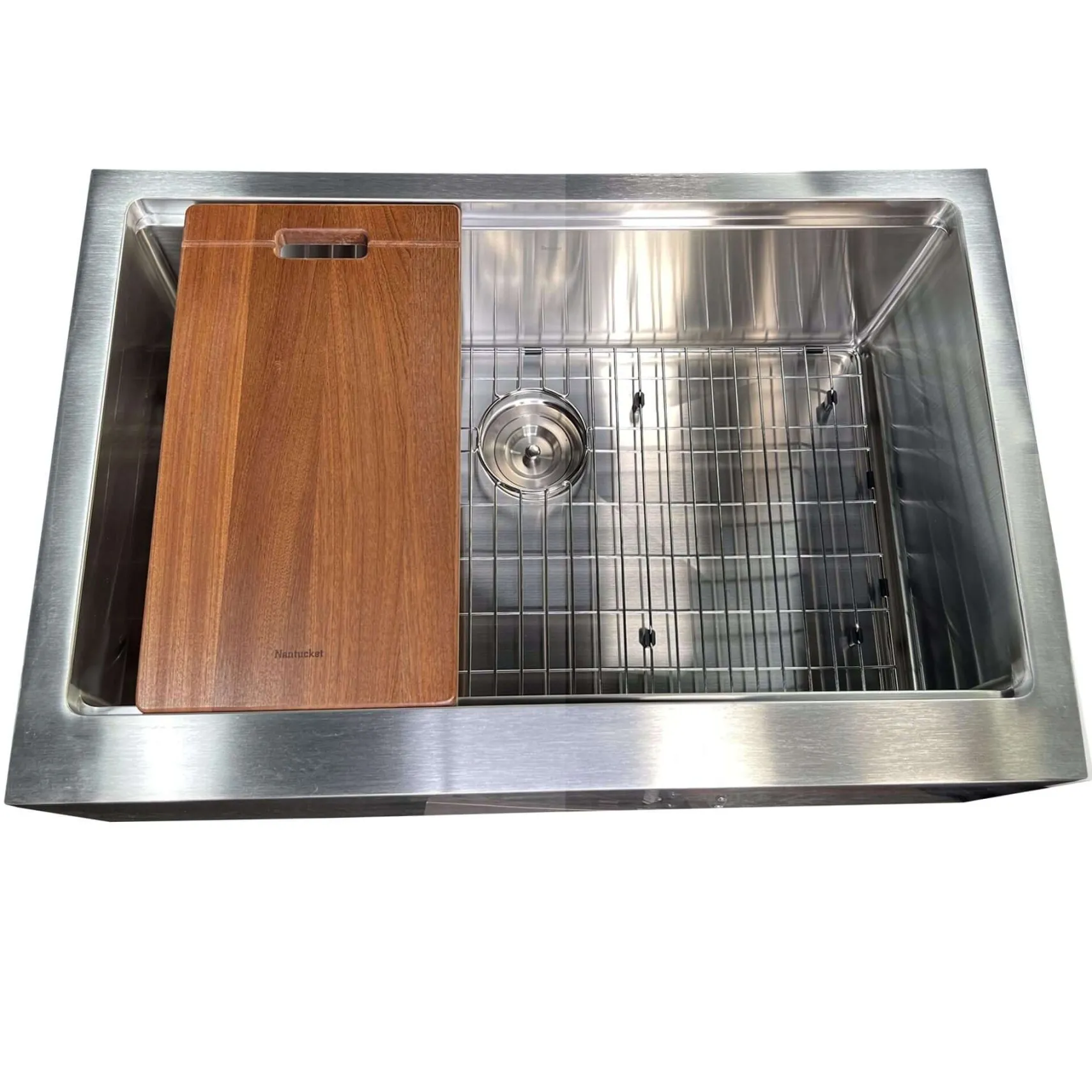 Nantucket Sinks Pro Series 33" 304 Stainless Steel Workstation Farmhouse Sink with Accessories, 16 Gauge, AP-PS-3221-16