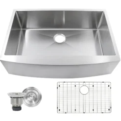 Nantucket Sinks Pro Series 33" Stainless Steel Farmhouse Sink, 16 Gauge, Apron332210-SR-16