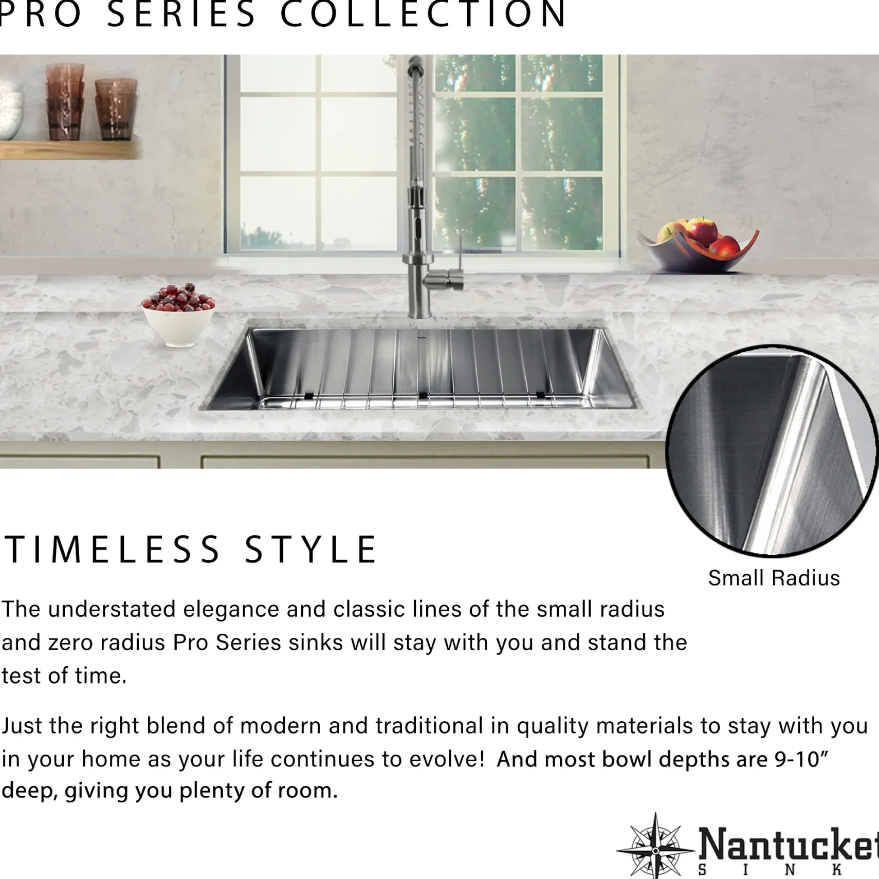 Nantucket Sinks Pro Series 30" Undermount 304 Stainless Steel Kitchen Sink, SR3018-12-16