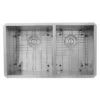 Nantucket Sinks Pro Series 32" Undermount 304 Stainless Steel Kitchen Sink with Accessories, 55/45 Double Bowl, Silver, 16 Gauge, ZR3219-OS-16