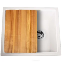 Nantucket Sinks Rockport 22" Dual Mount Granite Composite Workstation Kitchen Sink with Accessories, White, PR2219PS-W