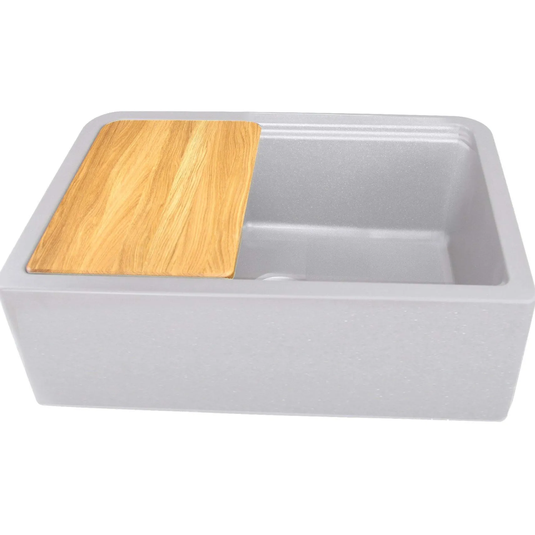 Nantucket Sinks Rockport 30" Granite Composite Workstation Farmhouse Sink with Accessories, Light Grey, PR3020-APS-G