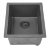 Nantucket Sinks Rockport 15" Rectangle Granite Composite Bar/Kitchen Sink with Accessories, Titanium Grey, PR1815-TI