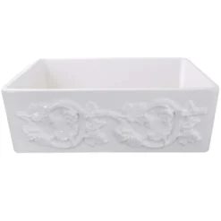 Nantucket Sinks Vineyard 30" Fireclay Farmhouse Sink, White, FCFS3020S-Grapes