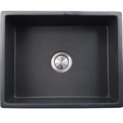 Nantucket Sinks Vineyard 23" Fireclay Farmhouse Sink, Matte Black, FCFS2418S-MatteBlack