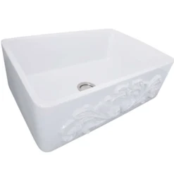 Nantucket Sinks Vineyard 30" Fireclay Farmhouse Sink, White, FCFS3020S-Filigree