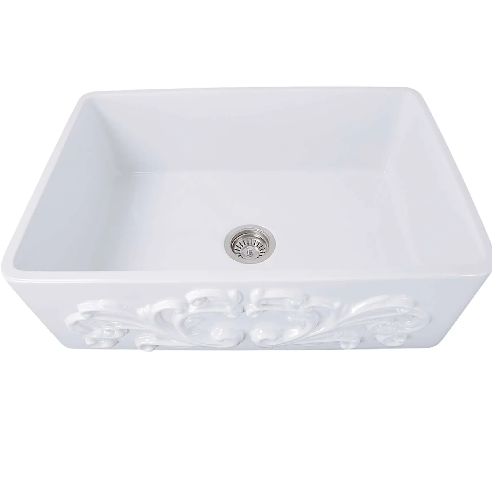 Nantucket Sinks Vineyard 30" Fireclay Farmhouse Sink, White, FCFS3020S-Filigree