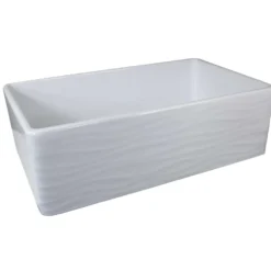 Nantucket Sinks Vineyard 33" Fireclay Farmhouse Sink, White, FCFS3320S-W-Waves