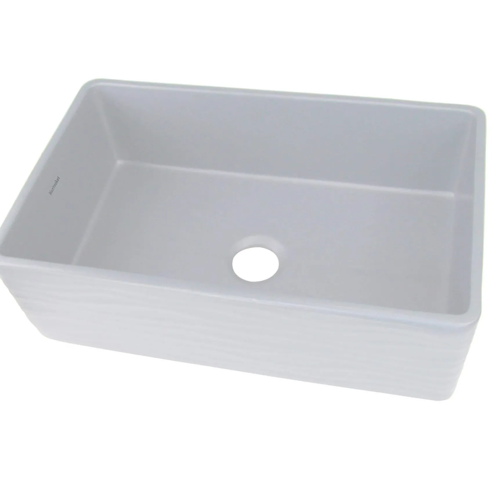 Nantucket Sinks Vineyard 33" Fireclay Farmhouse Sink, White, FCFS3320S-W-Waves