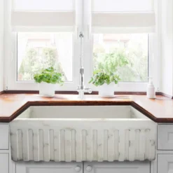 Nantucket Sinks Vineyard 33" Fireclay Farmhouse Sink, Pale Yellow, FCFS3320S-ShabbyStraw