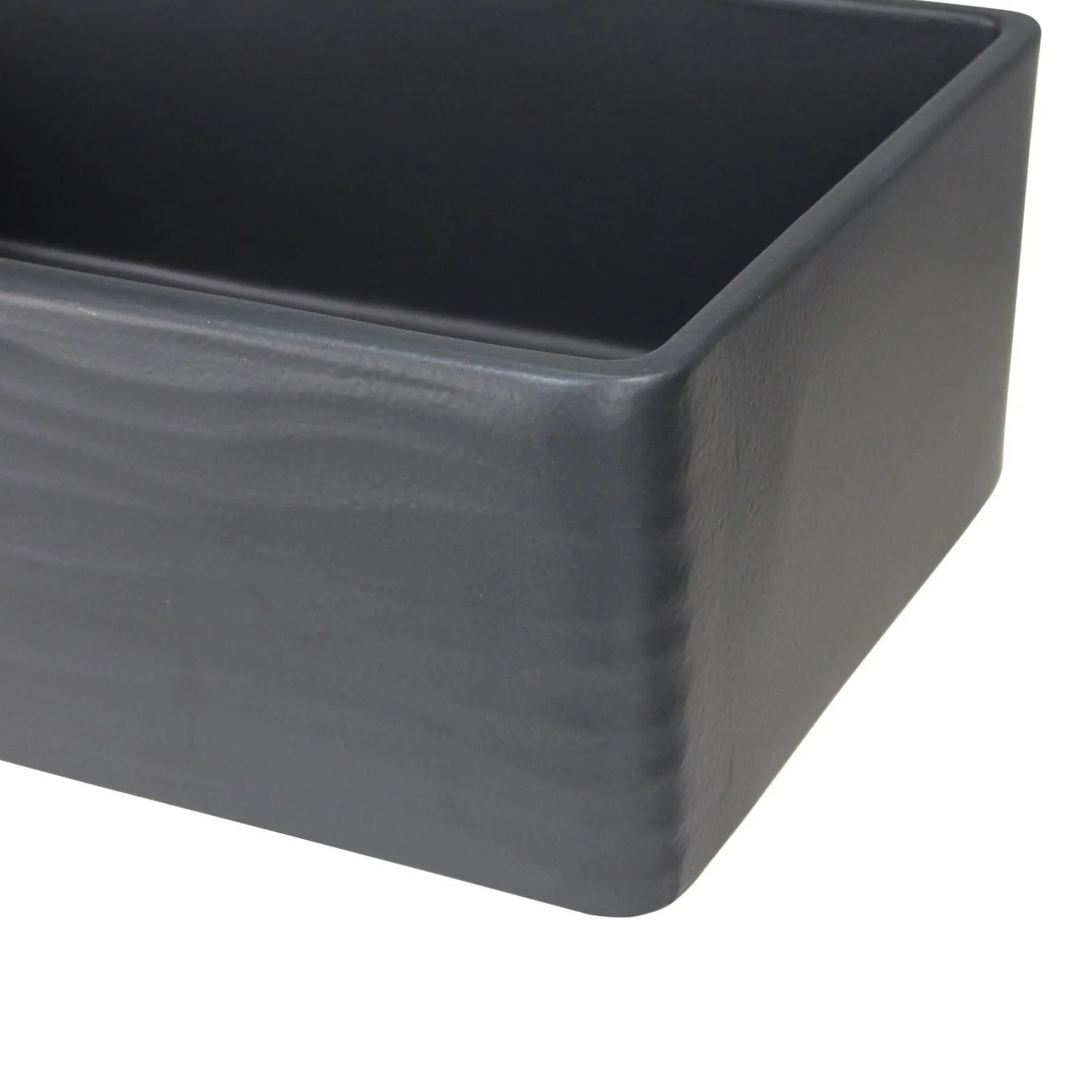 Nantucket Sinks Vineyard 33" Fireclay Farmhouse Sink, Matte Black, FCFS3320S-MB-Waves