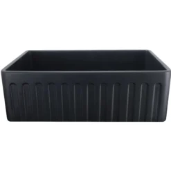 Nantucket Sinks Vineyard 33" Fireclay Farmhouse Sink with Accessories, Matte Black, FCFS3320S-MatteBlack