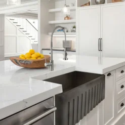 Nantucket Sinks Vineyard 30" Fireclay Farmhouse Sink, Concrete Grey, FCFS3020S-Concrete