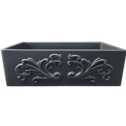 Nantucket Sinks Vineyard 33" Fireclay Farmhouse Sink, Matte Black, FCFS3320S-FiligreeMBL
