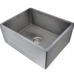Nantucket Sinks Vineyard 23" Fireclay Farmhouse Sink, Concrete, FCFS2418S-Concrete