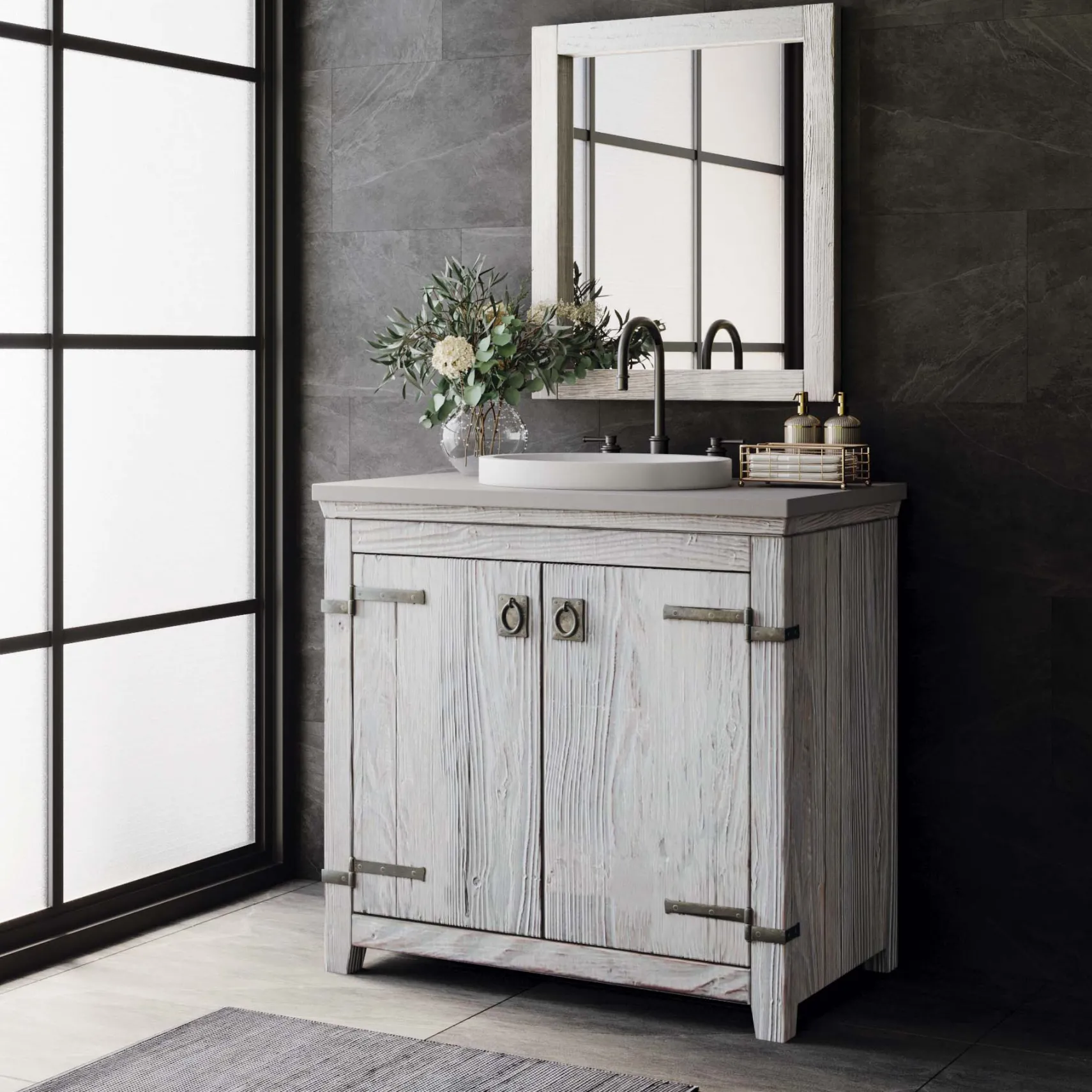 Native Trails 36" Americana Freestanding Vanity Base in Driftwood, Reclaimed Wood, VNB369
