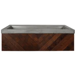 Native Trails 36" Cabernet Floating Vanity with NativeStone Trough in Ash, VNW194-NSL3619-A