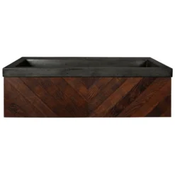 Native Trails 36" Cabernet Floating Vanity with NativeStone Trough in Slate, VNW194-NSL3619-S