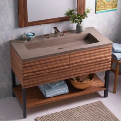 Native Trails 48" Capistrano ADA Vanity Top with Integral Trough Sink in Earth, 8" Widespread Faucet Cutout, NSVT48-E