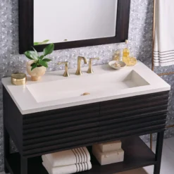 Native Trails 48" Capistrano ADA Vanity Top with Integral Trough Sink in Pearl, 8" Widespread Faucet Cutout, NSVT48-P