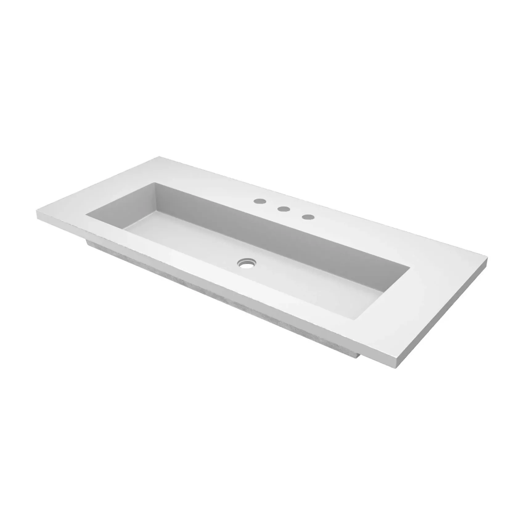 Native Trails 48" Capistrano ADA Vanity Top with Integral Trough Sink in Pearl, 8" Widespread Faucet Cutout, NSVT48-P