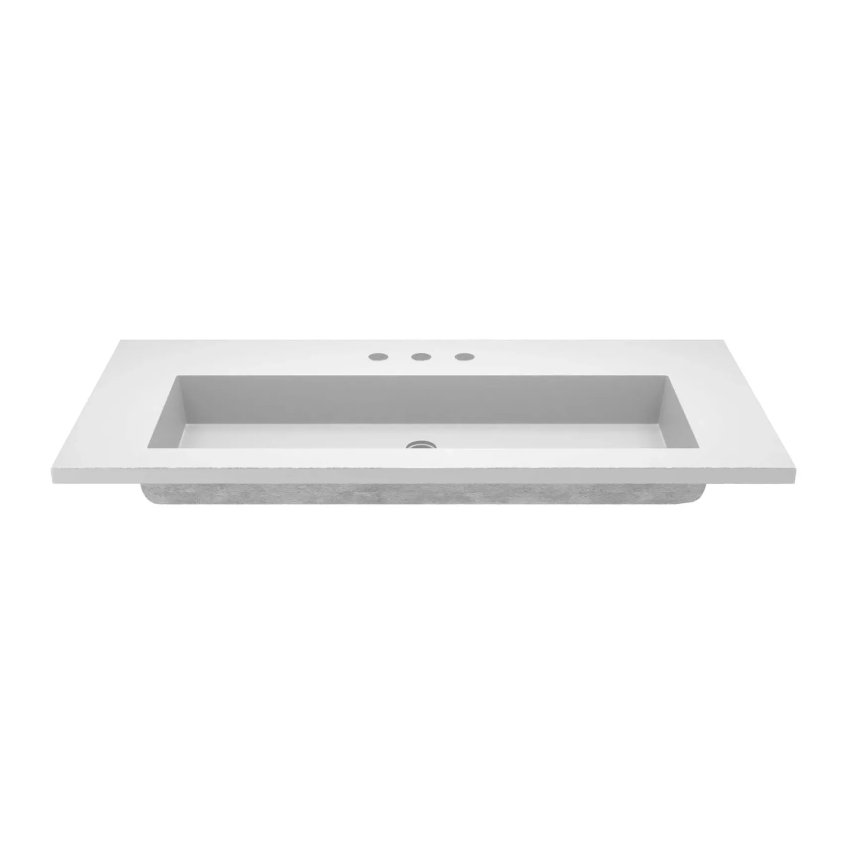 Native Trails 48" Capistrano ADA Vanity Top with Integral Trough Sink in Pearl, 8" Widespread Faucet Cutout, NSVT48-P
