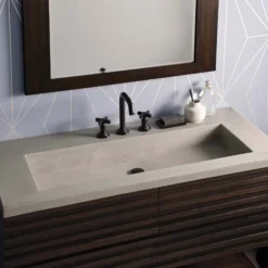 Native Trails 48" Capistrano ADA Vanity Top with Integral Trough Sink in Ash, 8" Widespread Faucet Cutout, NSVT48-A