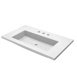 Native Trails 36" Capistrano ADA Vanity Top with Integral Trough Sink in Pearl, 8" Widespread Faucet Cutout, NSVT36-P