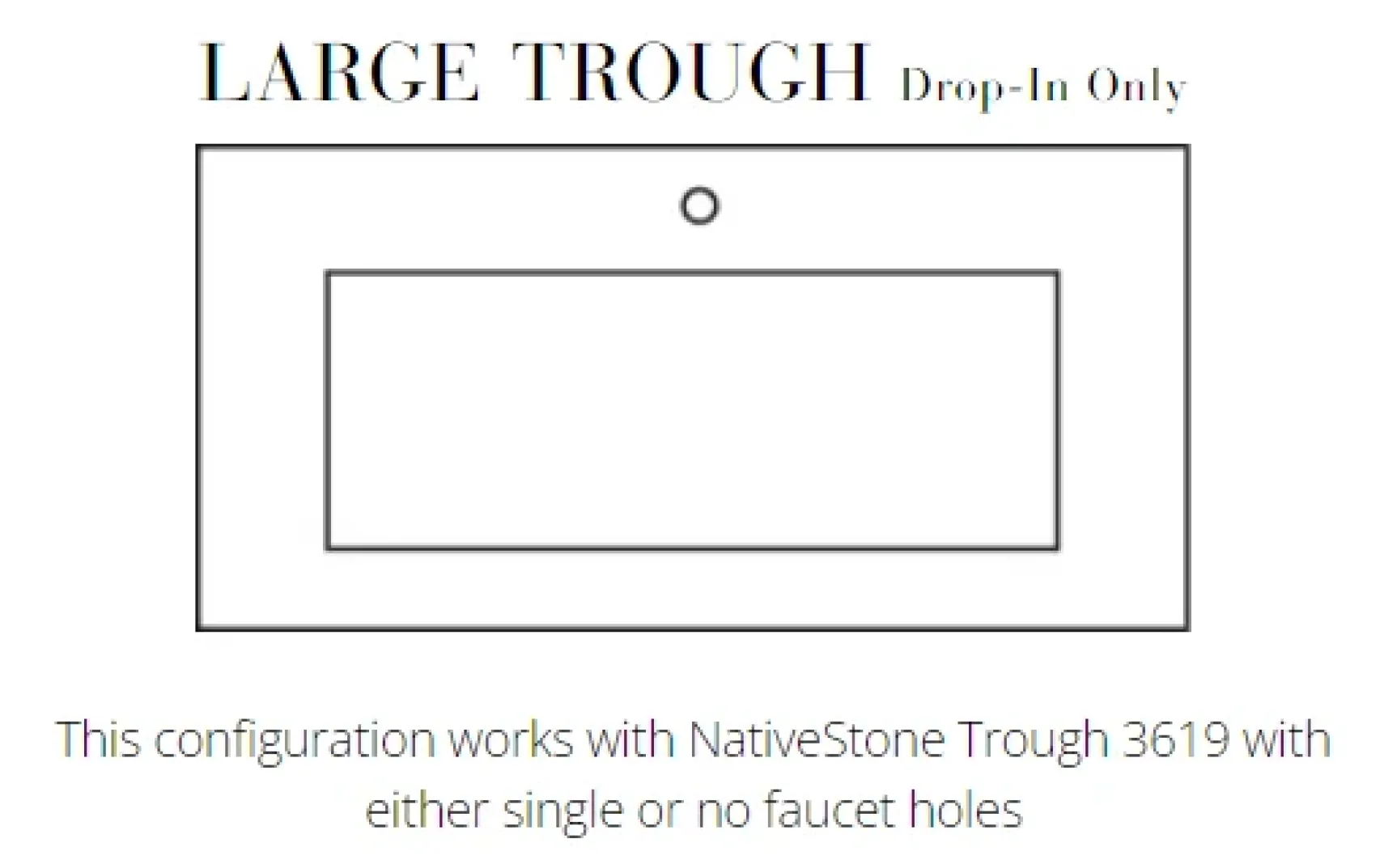 Native Trails 48" Carrara Vanity Top, 34x14 Cutout for Trough with Single or No Faucet Hole, VT48-T3414-CA-1
