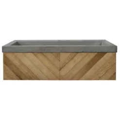 Native Trails 36" Chardonnay Floating Vanity with NativeStone Trough in Ash, VNW191-NSL3619-A