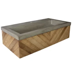 Native Trails 36" Chardonnay Floating Vanity with NativeStone Trough in Ash, VNW191-NSL3619-A