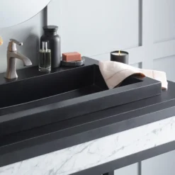 Native Trails 48" Native Stone ADA Vanity Top, Charcoal, 34x14 Cutout for Trough with Single or No Faucet Hole, VT48-T3414-C-1