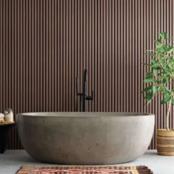 Native Trails 66" NativeStone Concrete Avalon Freestanding Bathtub, Ash, NST6636-A