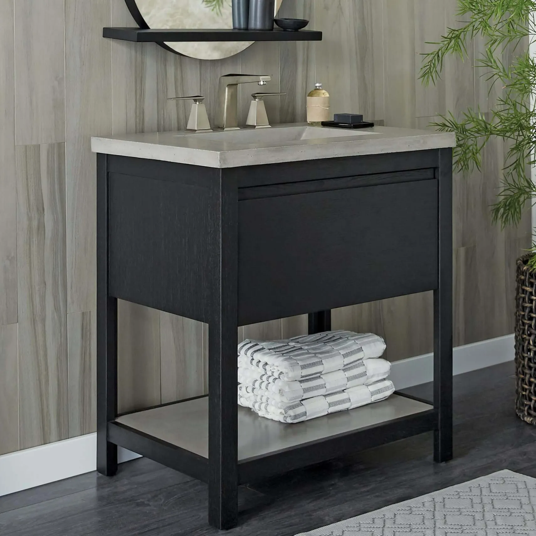 Native Trails 30" NativeStone Palomar Vanity Top with Integral Sink in Ash - Single Faucet Cutout, NSVNT30-A1
