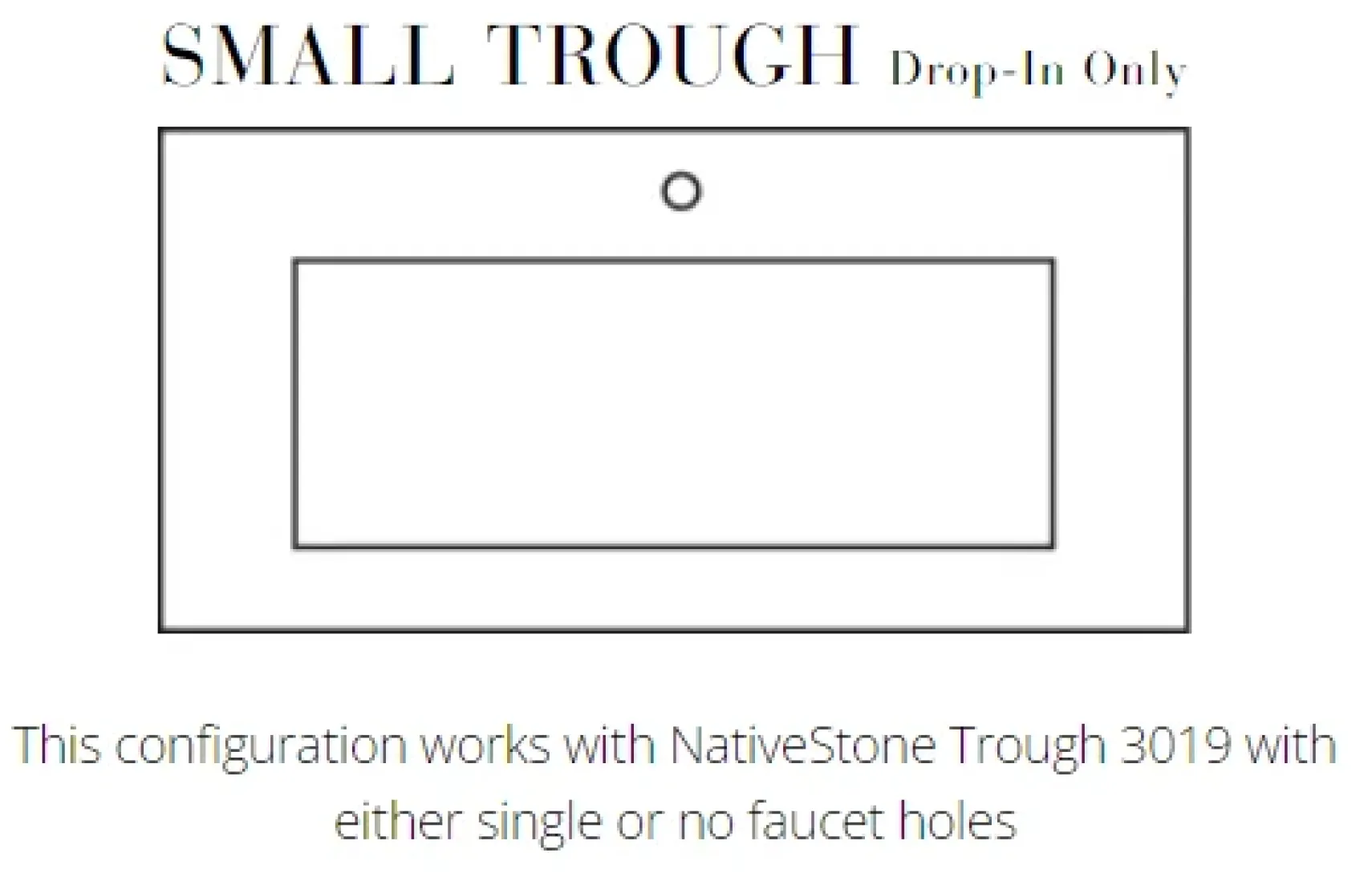 Native Trails 36" NativeStone Vanity Top, Slate, 28x14 Cutout for Trough with Single or No Faucet Hole, VT36-T2814-S-1