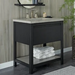 Native Trails 30" NativeStone Palomar Vanity Top with Integral Sink in Ash - 8" Widespread Cutout, NSVNT30-A