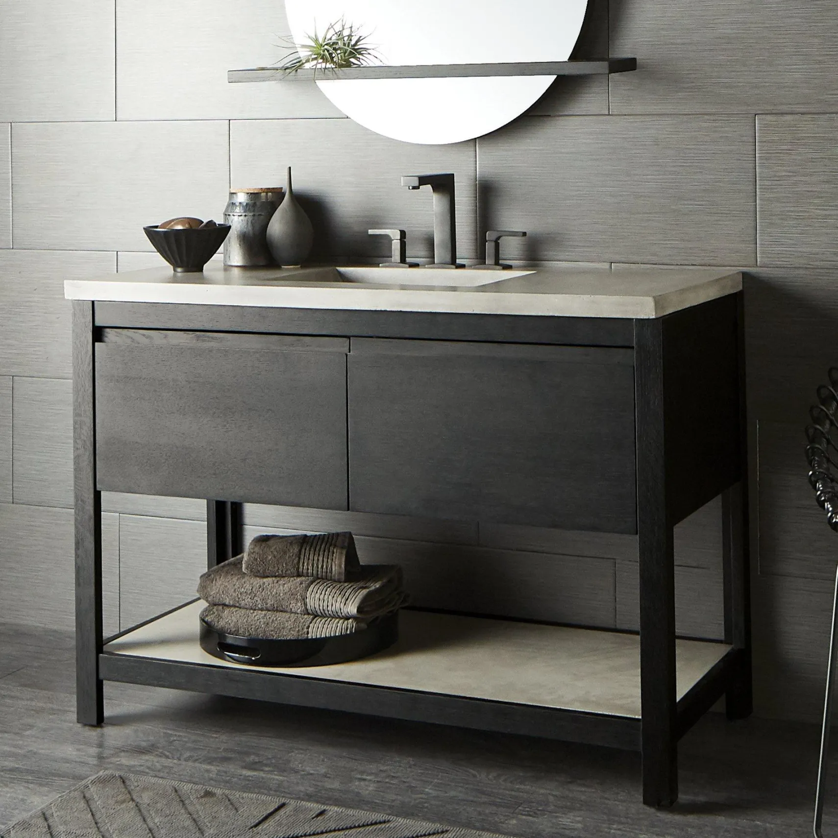 Native Trails 48" NativeStone Palomar Vanity Top with Integral Sink in Ash - 8" Widespread Cutout, NSVNT48-A