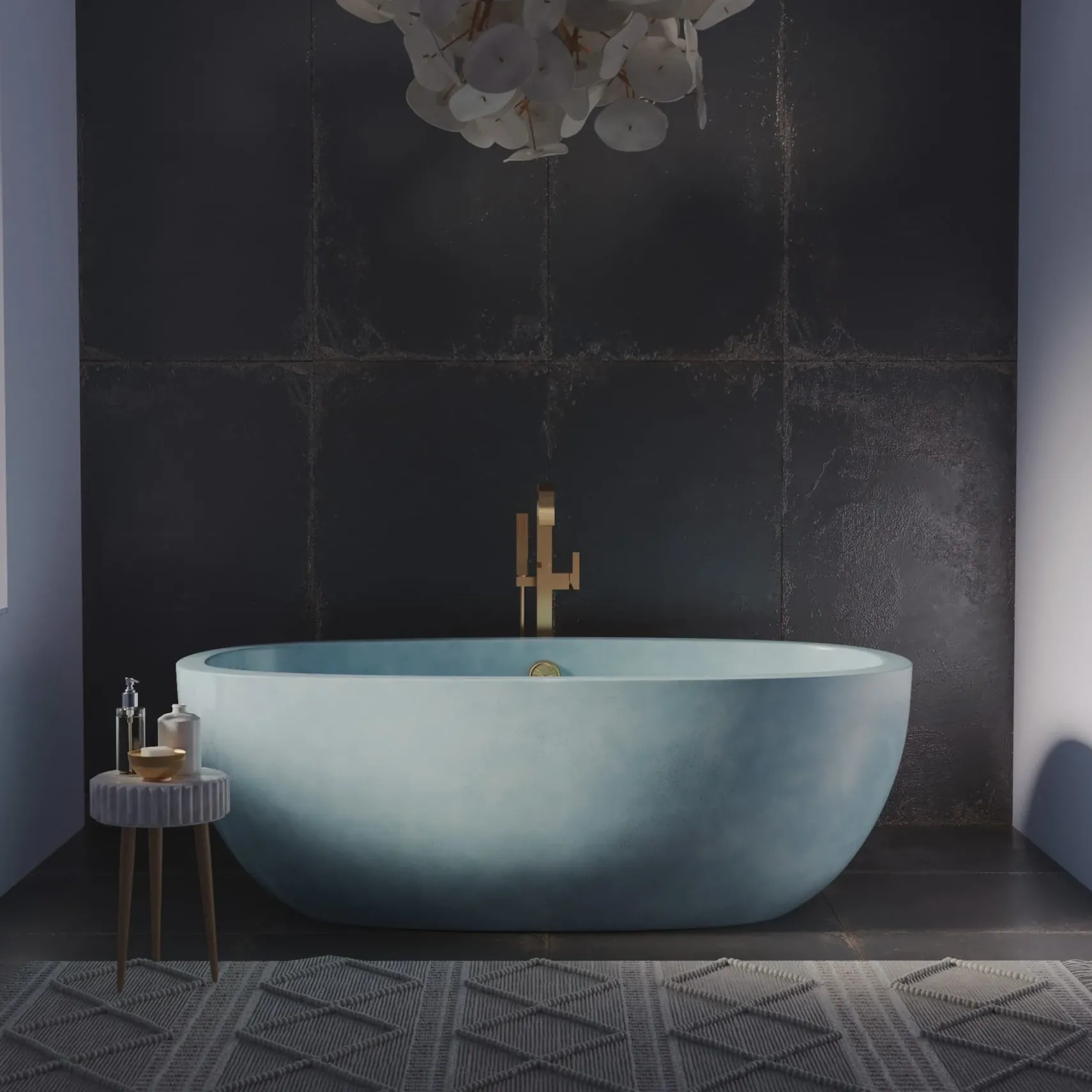 Native Trails 62" NativeStone Concrete Avalon Freestanding Bathtub, Ocean, NST6236-O