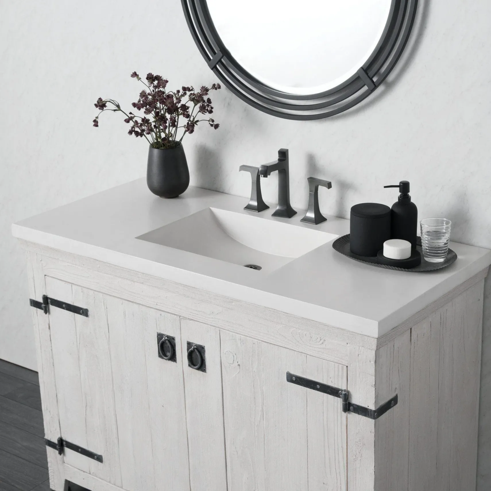 Native Trails 48" NativeStone Palomar Vanity Top with Integral Sink in Pearl - 8" Widespread Cutout, NSVNT48-P
