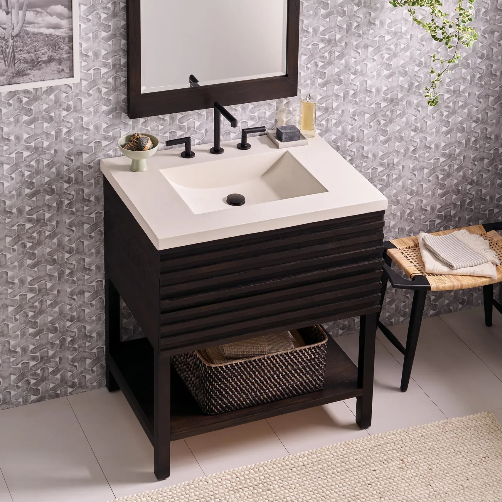 Native Trails 30" NativeStone Palomar Vanity Top with Integral Sink in Pearl - 8" Widespread Cutout, NSVNT30-P