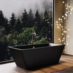 Native Trails 66" NativeStone Concrete Mendocino Freestanding Bathtub, Charcoal, NST6634-C
