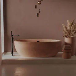 Native Trails 66" NativeStone Concrete Avalon Freestanding Bathtub, Terracotta, NST6636-T