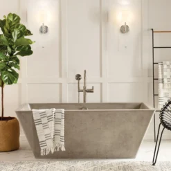 Native Trails 66" NativeStone Concrete Mendocino Bathtub, Ash, NST6634-A
