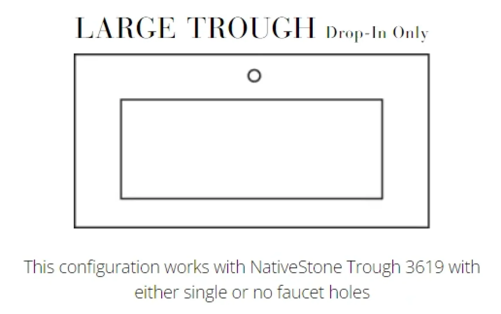 Native Trails 48" NativeStone Vanity Top, Ash, 34x14 Cutout for Trough with Single or No Faucet Hole, VT48-T3414-A-1
