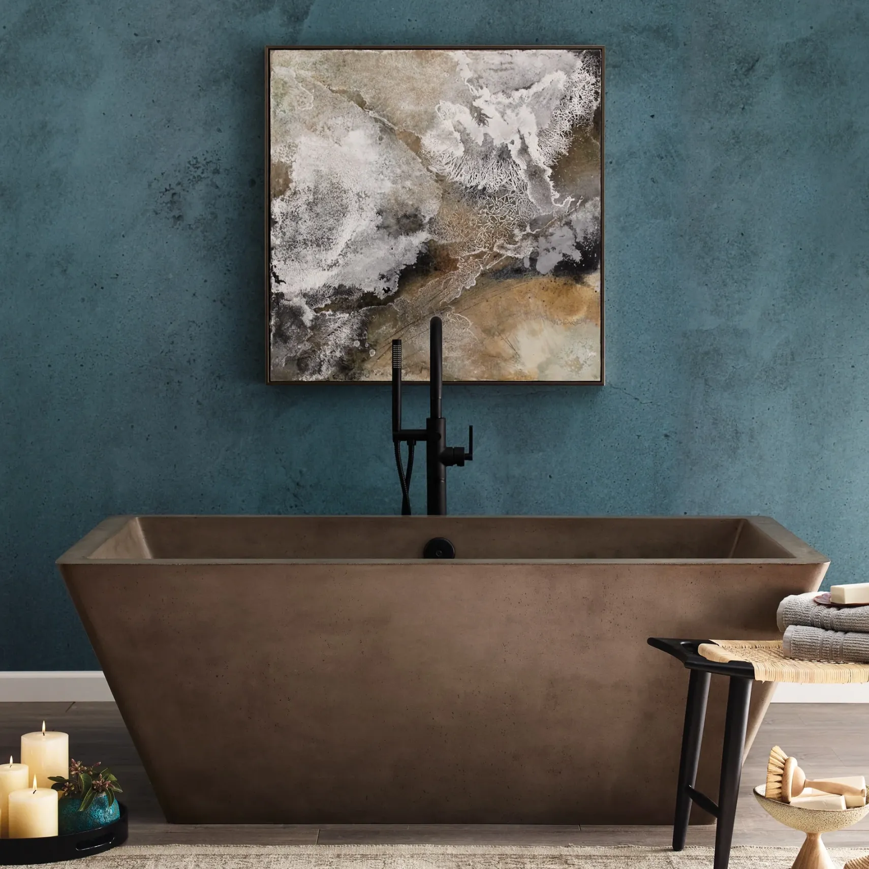 Native Trails 66" NativeStone Concrete Mendocino Bathtub, Earth, NST6634-E