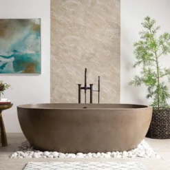 Native Trails 72" NativeStone Concrete Avalon 72" Bathtub, Earth, NST7236-E