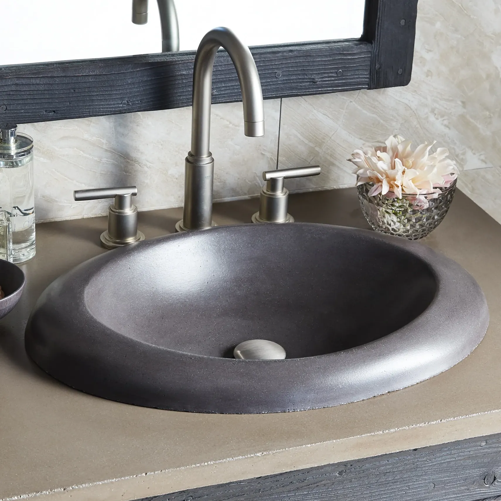 Native Trails 30" NativeStone Vanity Top, Earth, Oval with 3 Faucet Holes, VT30-O1714-E-3