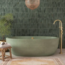 Native Trails 66" NativeStone Concrete Avalon Freestanding Bathtub, Sage, NST6636-G