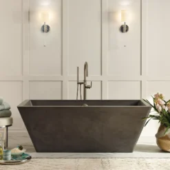 Native Trails 66" NativeStone Concrete Mendocino Bathtub, Slate, NST6634-S