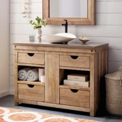 Native Trails 48" Rustic Freestanding Vanity Base in Chardonnay, Vintner's Collection, Reclaimed Oak Wood, VNW481